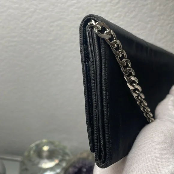 🖤🔥 EUC  PRADA MILANO TESSUTO NYLON BIFOLD WALLET, vintage with chain - Picture 6 of 13